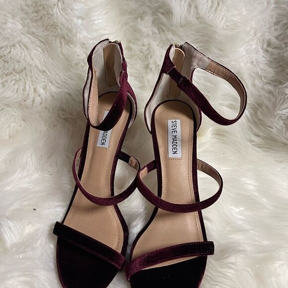 Steve Madden Fabric suede strappy heels sandals with back zipper Size 10M - Picture 2 of 8